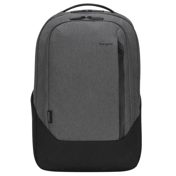 Light gray and black Targus Cypress Hero laptop backpack, front view