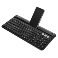 Multi-Device Bluetooth® Antimicrobial Keyboard with Tablet/Phone Cradle