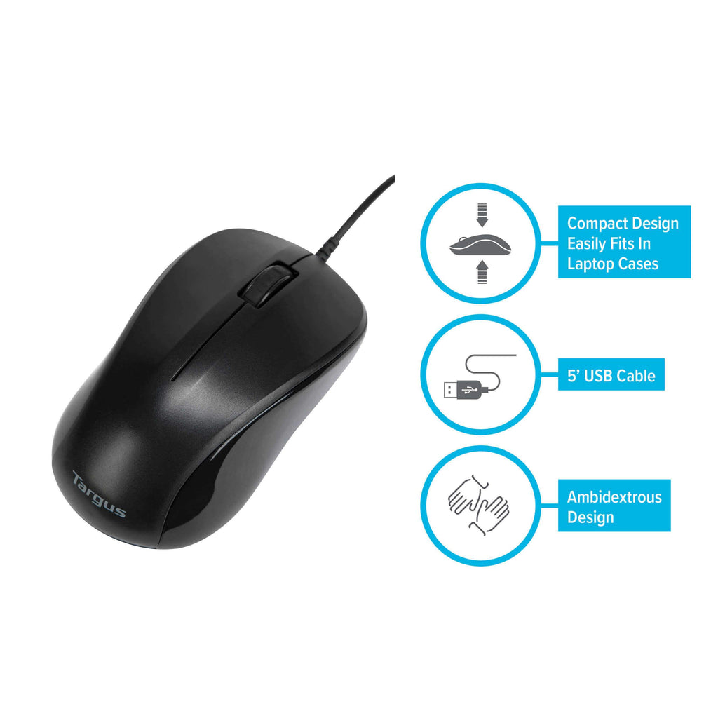 Targus 3 Button Optical USB Laptop Mouse Amu51us Wired for sale
