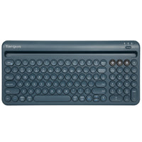 Multi-Device Bluetooth® Antimicrobial Keyboard with Tablet/Phone Cradle (Blue)
